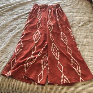 Burnt Orange Mid Calf Flowy Pants